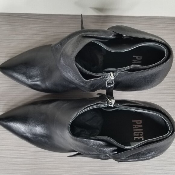 Page Catrine Bow Pointed Toe Booties, Black Leather, Womens Size 8 M - Picture 10 of 13